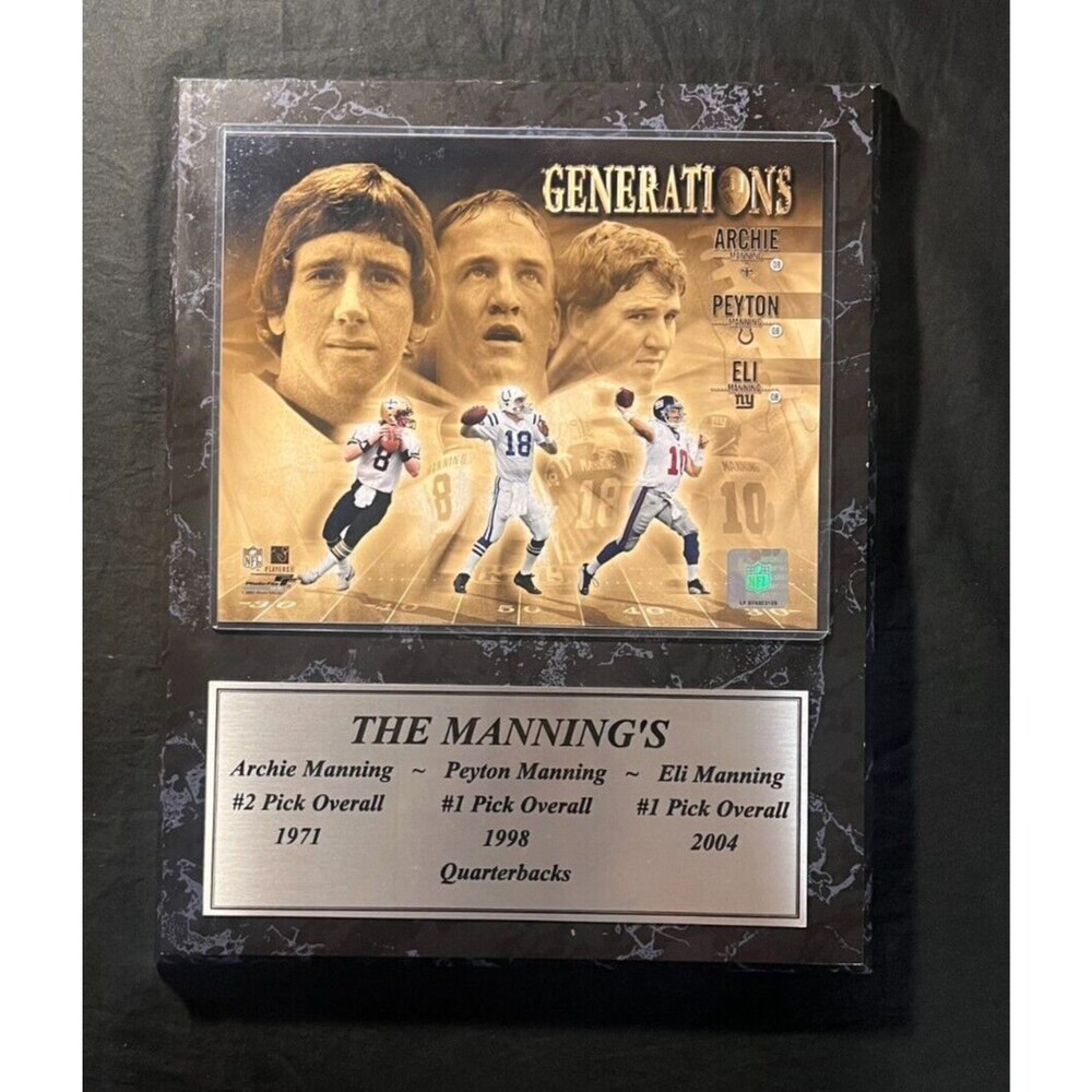 Manning Family Generations Archie Peyton Eli / Encore Pick overall wall plaque